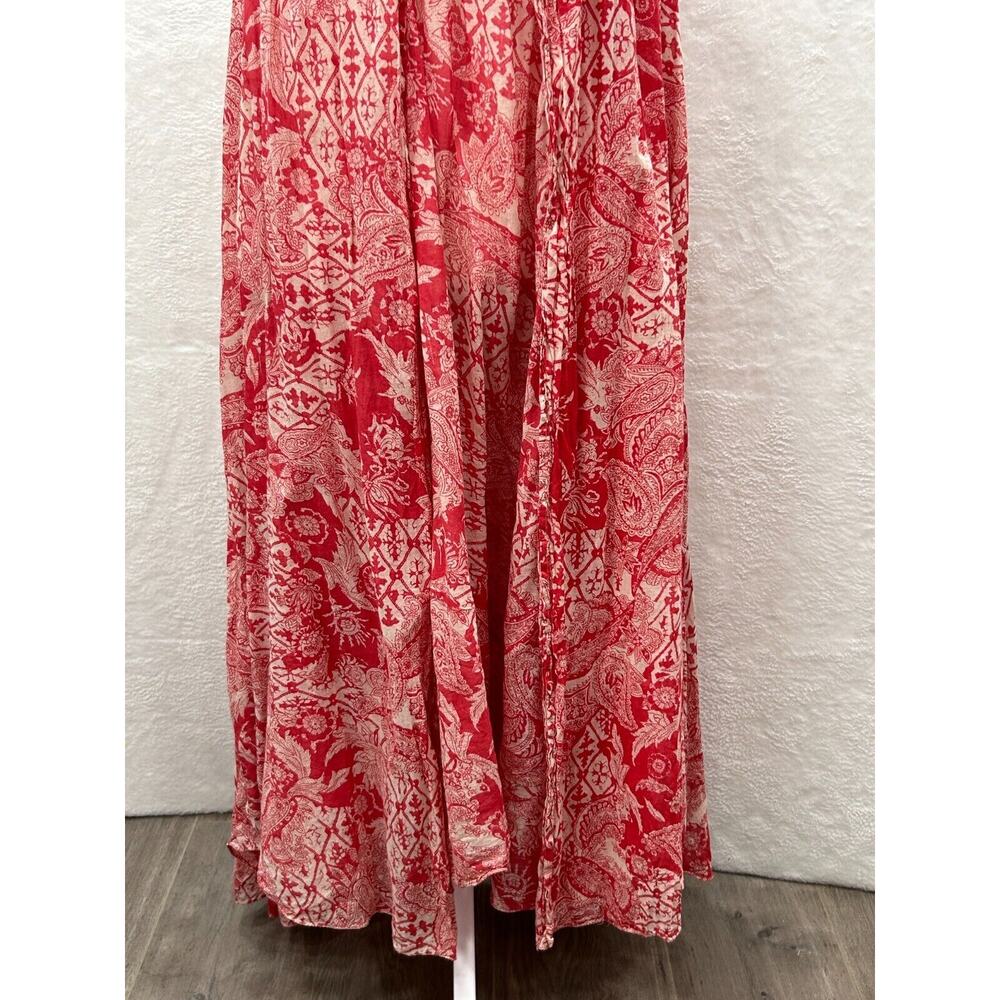 Free People Bandana Dress Tie Shoulder Maxi Red Floral Size S Boho Festival - Picture 6 of 12